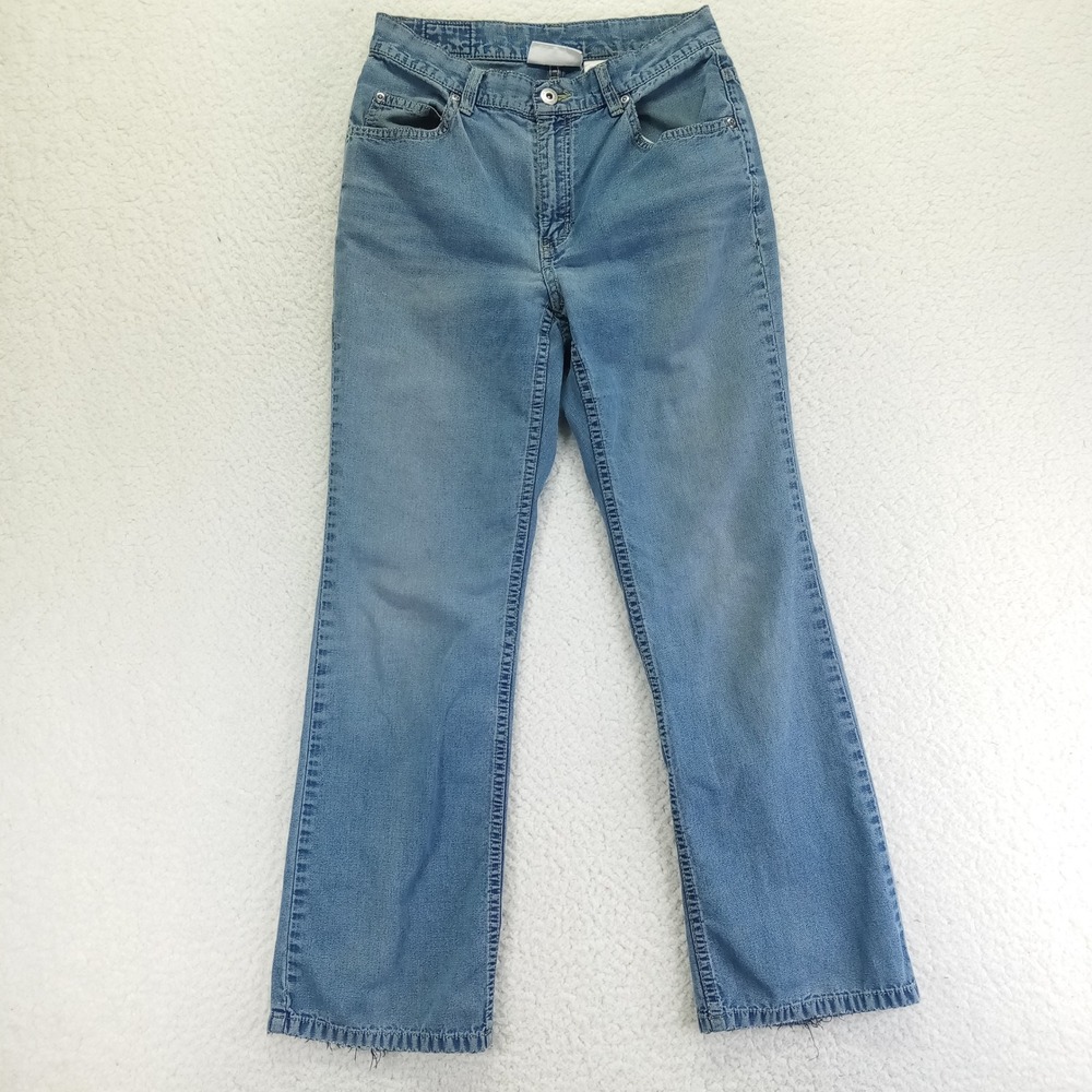 Liz Claiborne Lizwear Jeans Womens 4P Blue Straight Leg Lightweight Cotton Denim